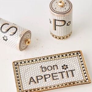 Anthropologie Bistro Tile Salt and Pepper Shaker Set New In Box